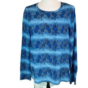 Equipment Silk Long Sleeve Blouse Snakeskin Print. Blue. Pullover. Button Cuff M